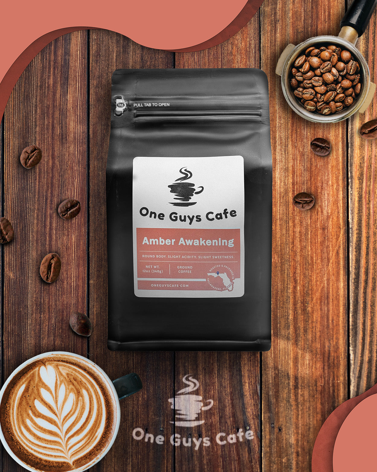 Amber Awakening light roast coffee from One Guys Cafe