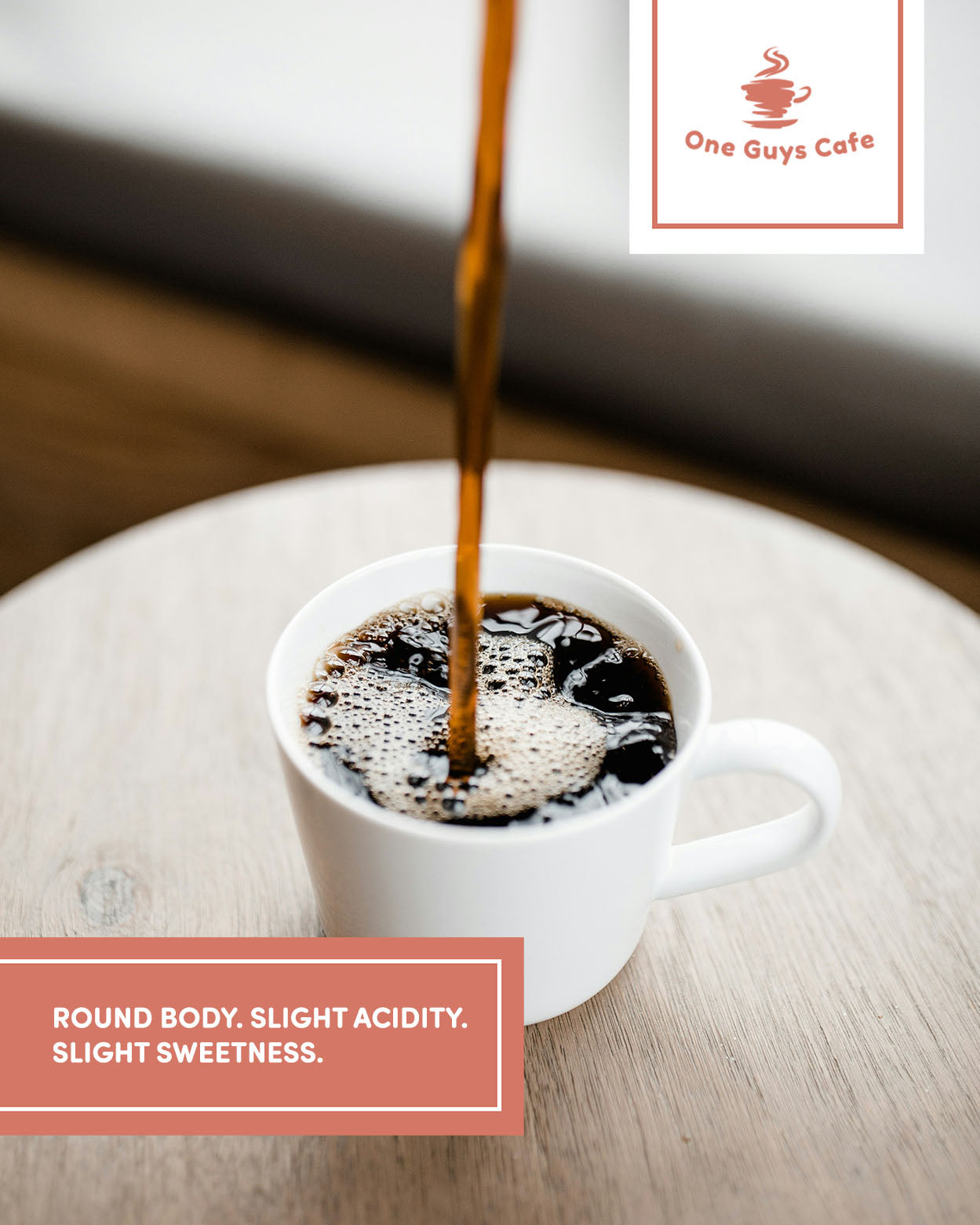 Fresh brewed medium roast coffee being poured into a cup